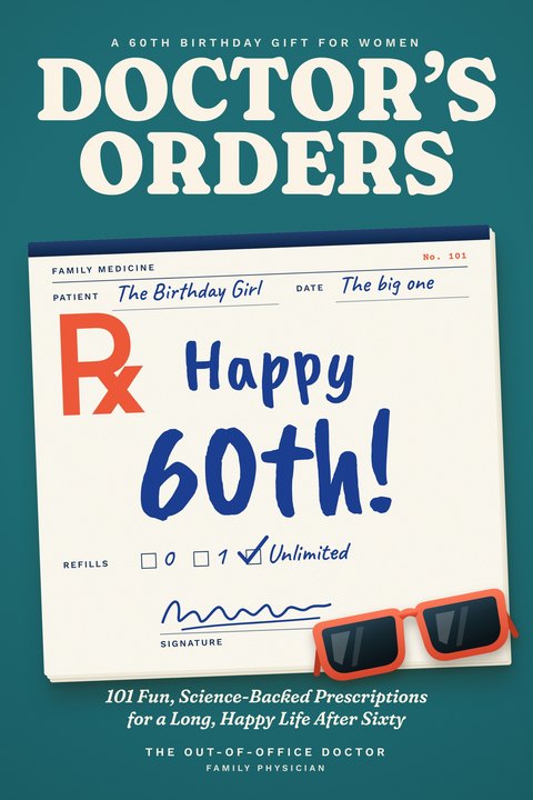 Cover of Doctor's Orders: Happy 60th!, a teal prescription pad